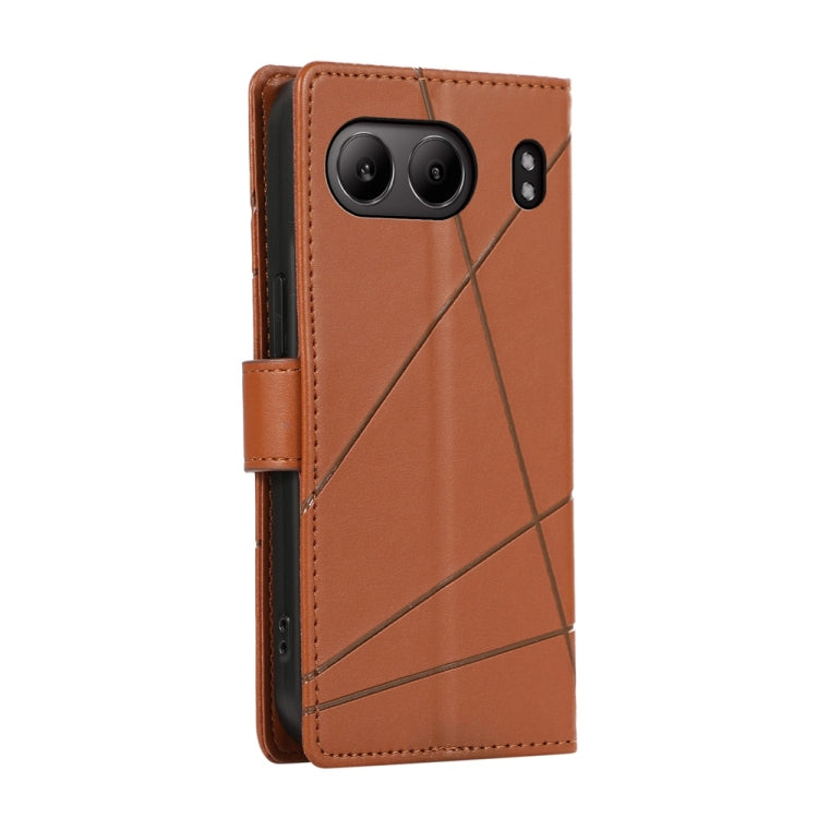 For OnePlus Nord 4 PU Genuine Leather Texture Embossed Line Phone Case