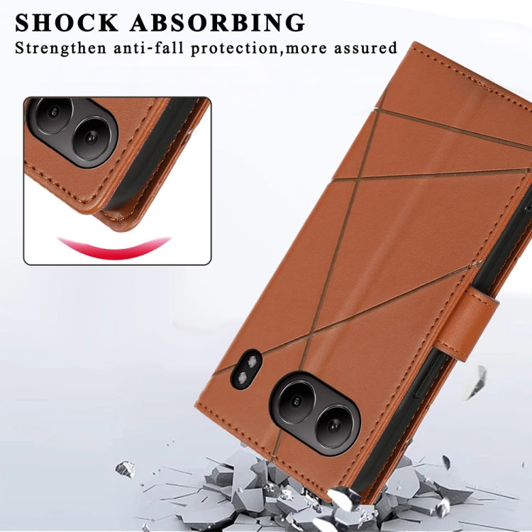 For OnePlus Nord 4 PU Genuine Leather Texture Embossed Line Phone Case