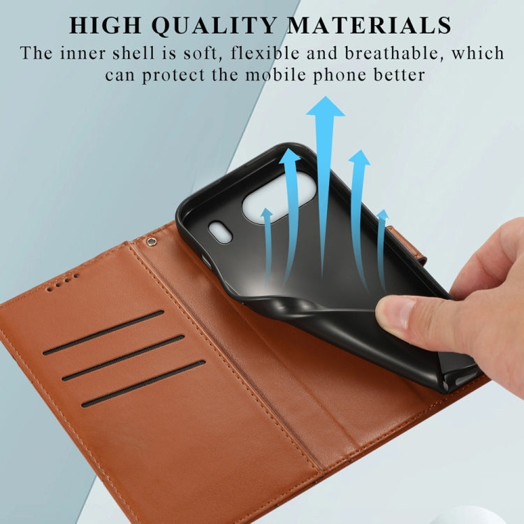 For OnePlus Nord 4 PU Genuine Leather Texture Embossed Line Phone Case