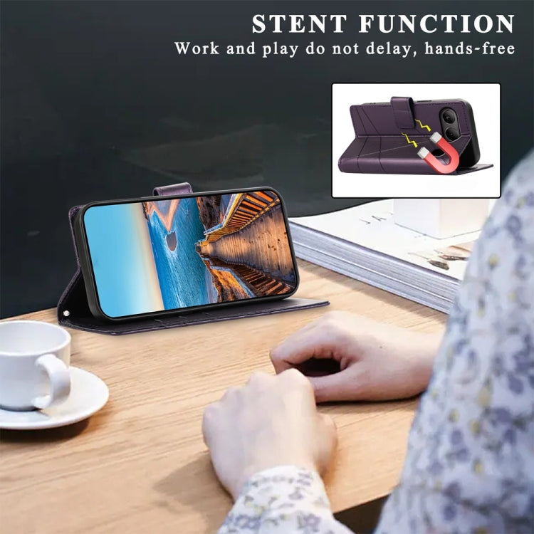 For OnePlus Nord 4 PU Genuine Leather Texture Embossed Line Phone Case