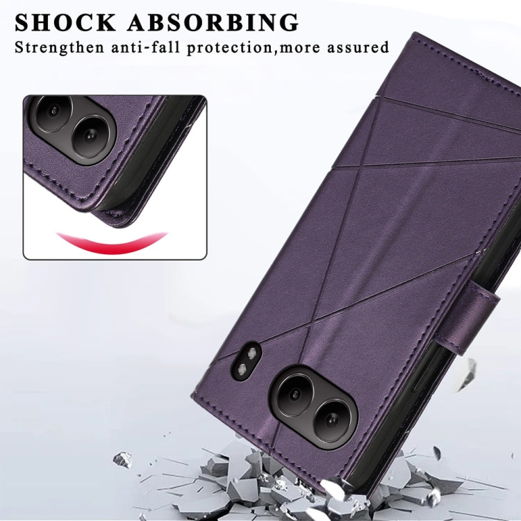 For OnePlus Nord 4 PU Genuine Leather Texture Embossed Line Phone Case
