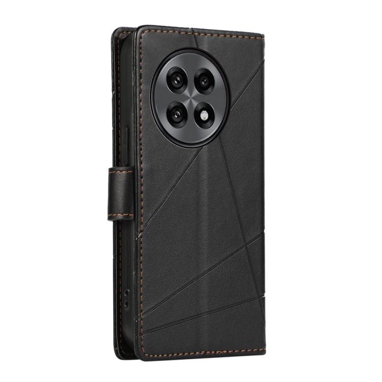 For OnePlus 13R / Ace 5 / Ace 5 Pro PU Genuine Leather Texture Embossed Line Phone Case