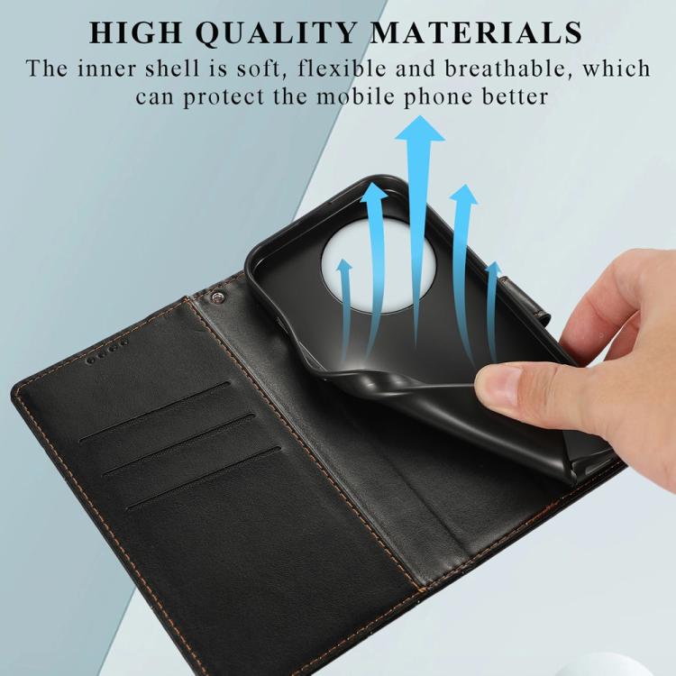 For OnePlus 13R / Ace 5 / Ace 5 Pro PU Genuine Leather Texture Embossed Line Phone Case