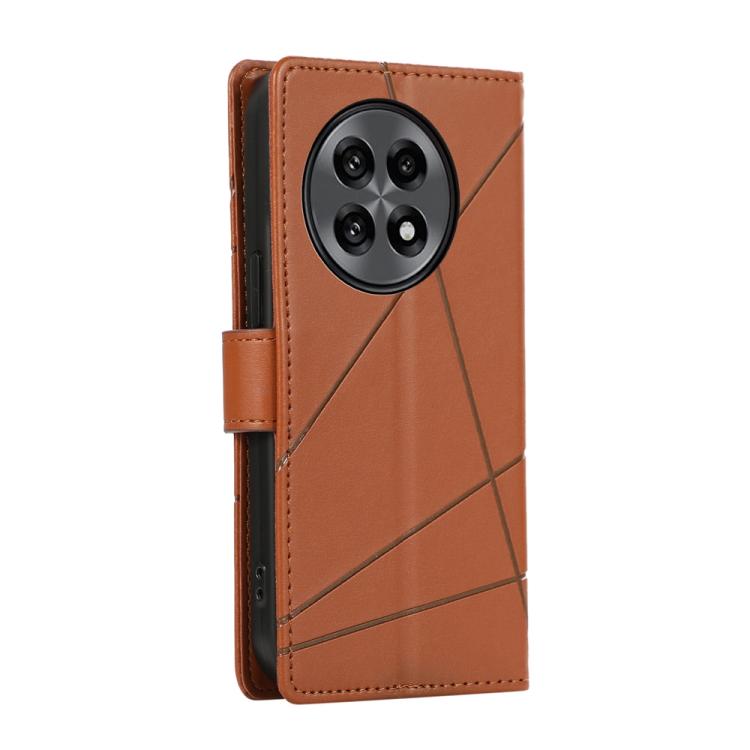 For OnePlus 13R / Ace 5 / Ace 5 Pro PU Genuine Leather Texture Embossed Line Phone Case