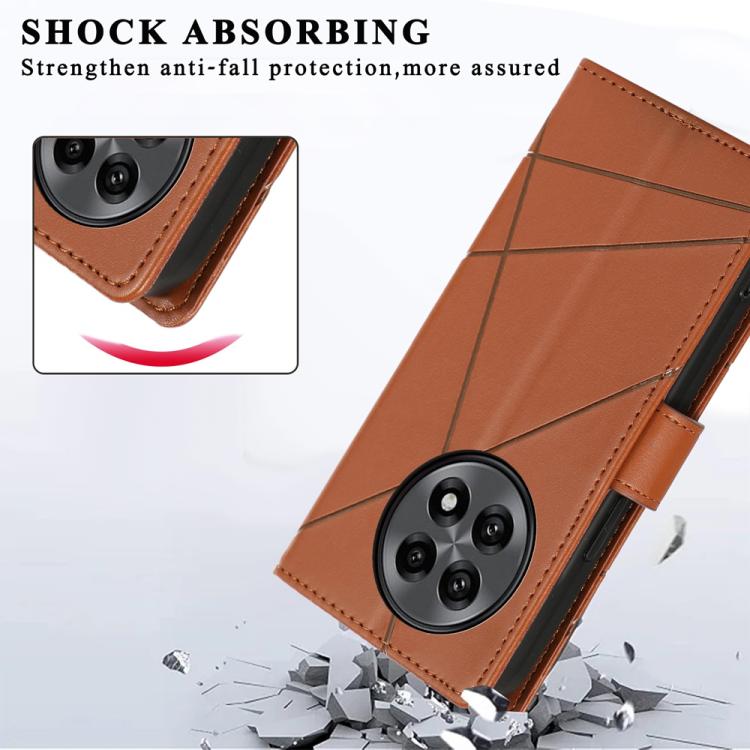 For OnePlus 13R / Ace 5 / Ace 5 Pro PU Genuine Leather Texture Embossed Line Phone Case