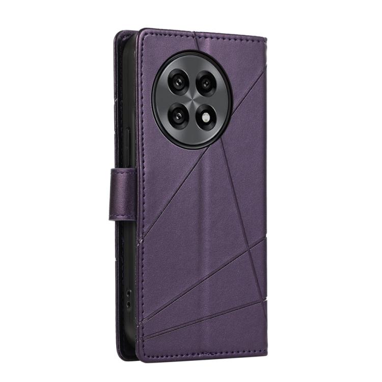 For OnePlus 13R / Ace 5 / Ace 5 Pro PU Genuine Leather Texture Embossed Line Phone Case