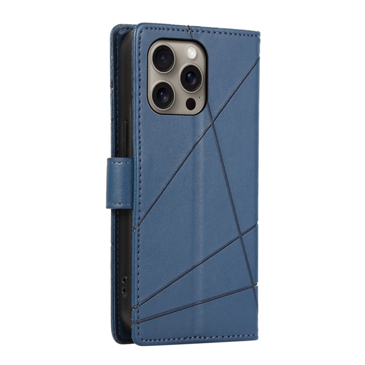 For iPhone 16 Pro Max PU Genuine Leather Texture Embossed Line Phone Case