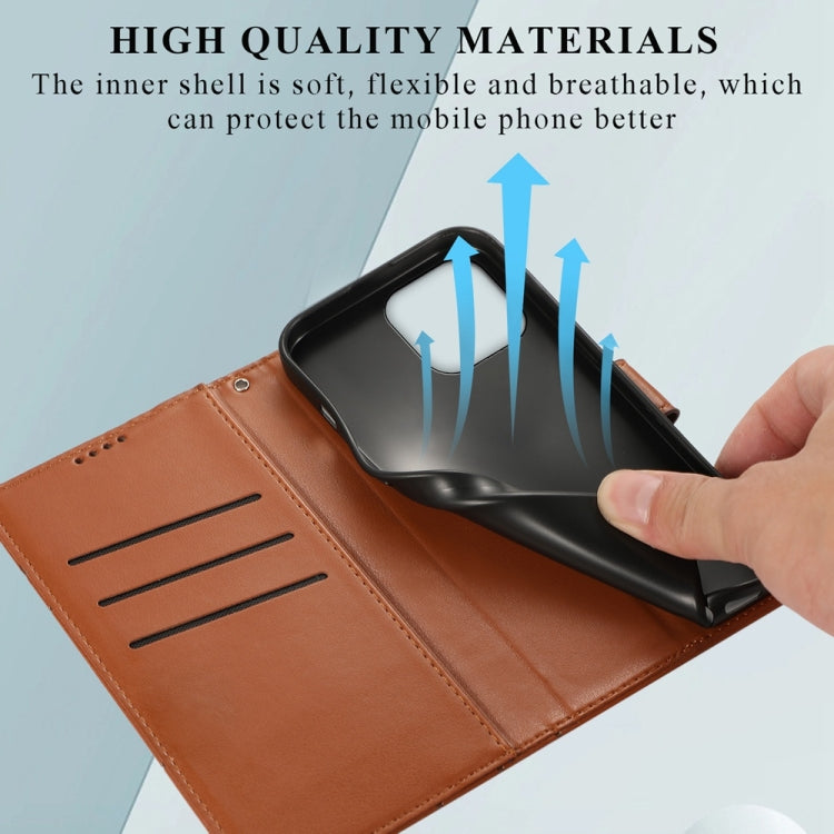 For iPhone 16 Pro Max PU Genuine Leather Texture Embossed Line Phone Case