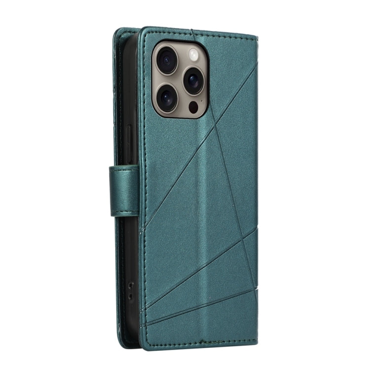 For iPhone 16 Pro Max PU Genuine Leather Texture Embossed Line Phone Case