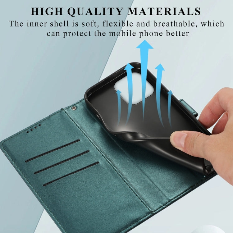 For iPhone 16 Pro Max PU Genuine Leather Texture Embossed Line Phone Case