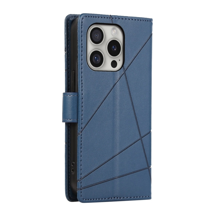 For iPhone 16 Pro PU Genuine Leather Texture Embossed Line Phone Case