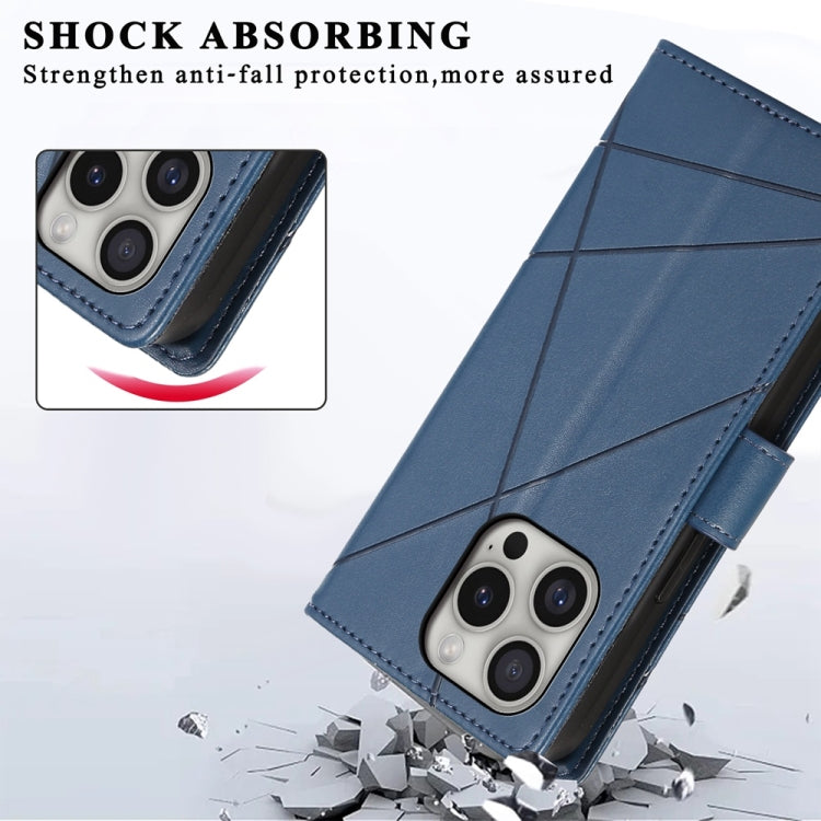 For iPhone 16 Pro PU Genuine Leather Texture Embossed Line Phone Case