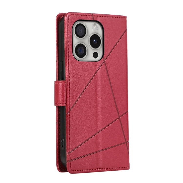 For iPhone 16 Pro PU Genuine Leather Texture Embossed Line Phone Case