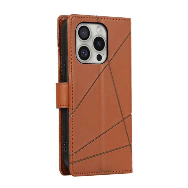 For iPhone 16 Pro PU Genuine Leather Texture Embossed Line Phone Case
