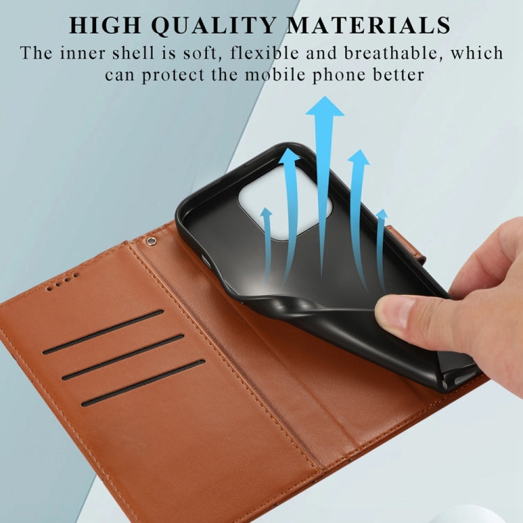 For iPhone 16 Pro PU Genuine Leather Texture Embossed Line Phone Case