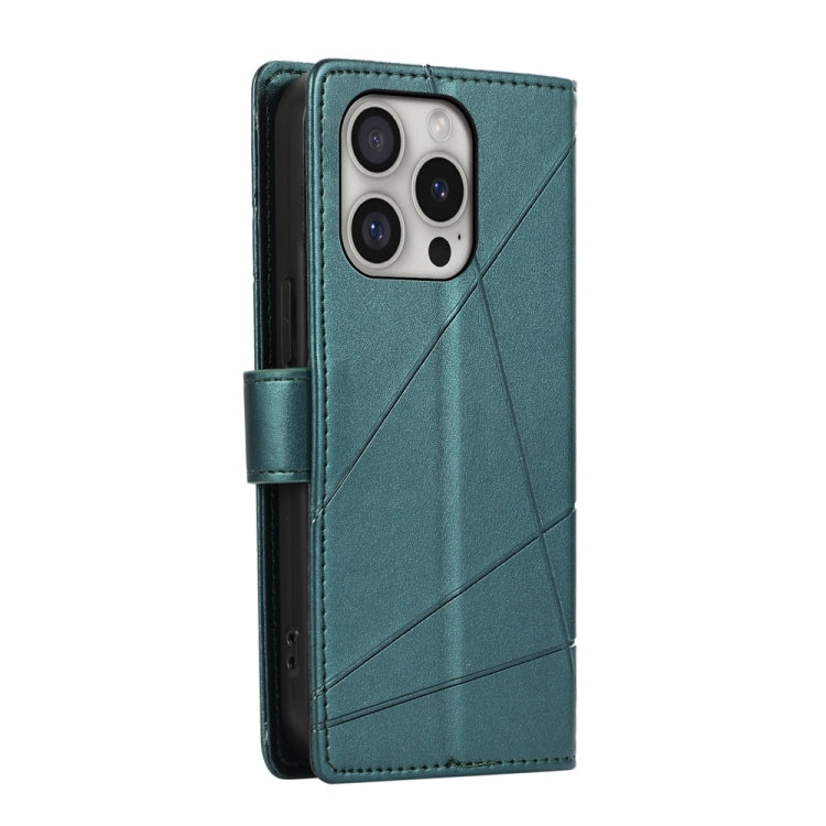 For iPhone 16 Pro PU Genuine Leather Texture Embossed Line Phone Case