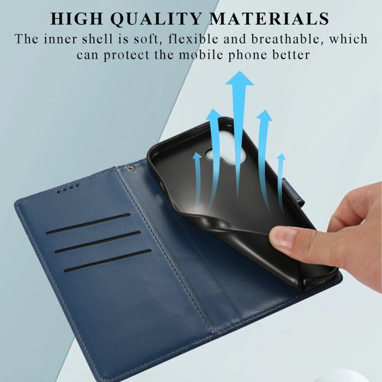 For iPhone 16 Plus PU Genuine Leather Texture Embossed Line Phone Case