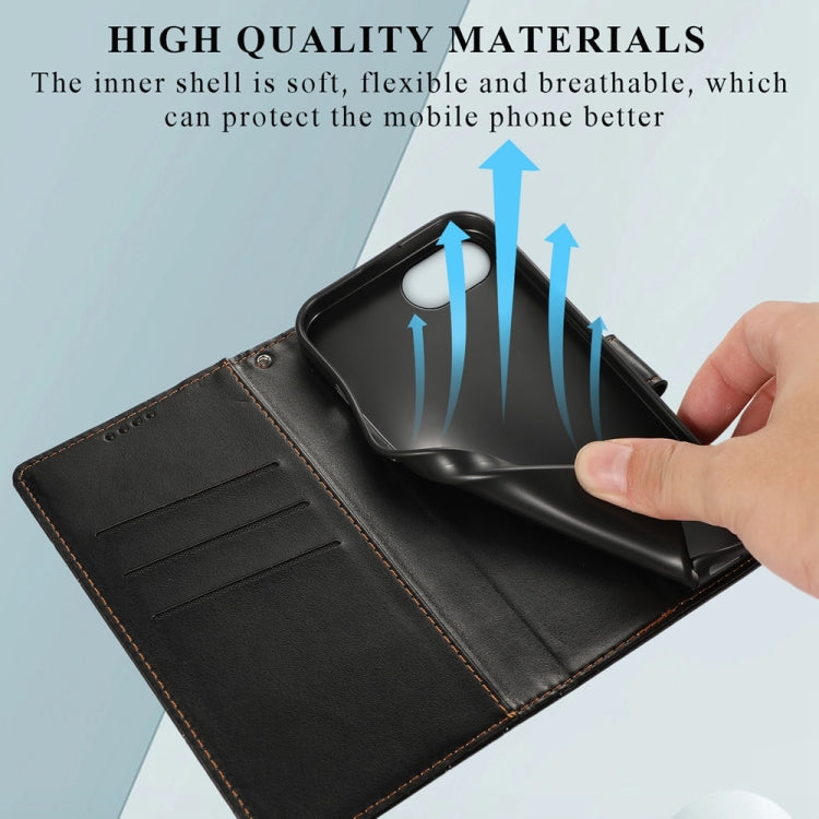 For iPhone 17e / 16e PU Genuine Leather Texture Embossed Line Phone Case