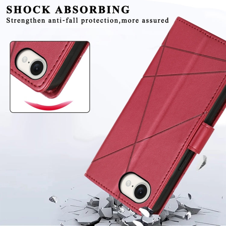 For iPhone 17e / 16e PU Genuine Leather Texture Embossed Line Phone Case
