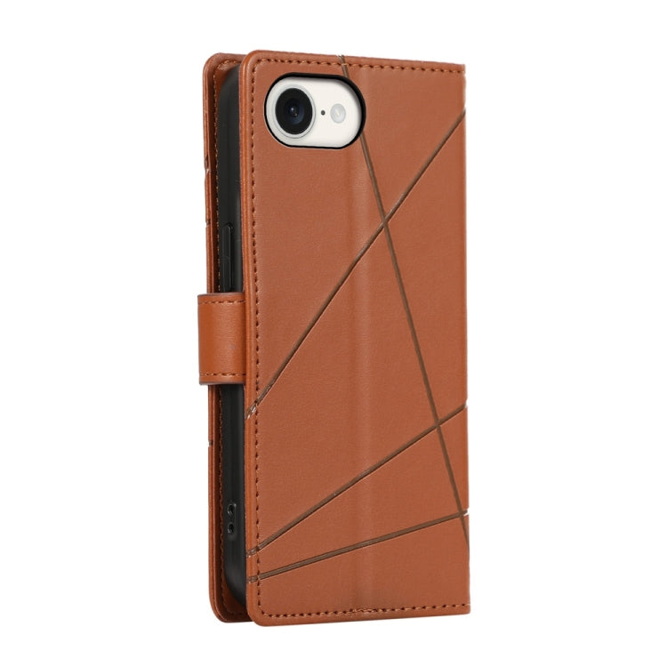 For iPhone 17e / 16e PU Genuine Leather Texture Embossed Line Phone Case