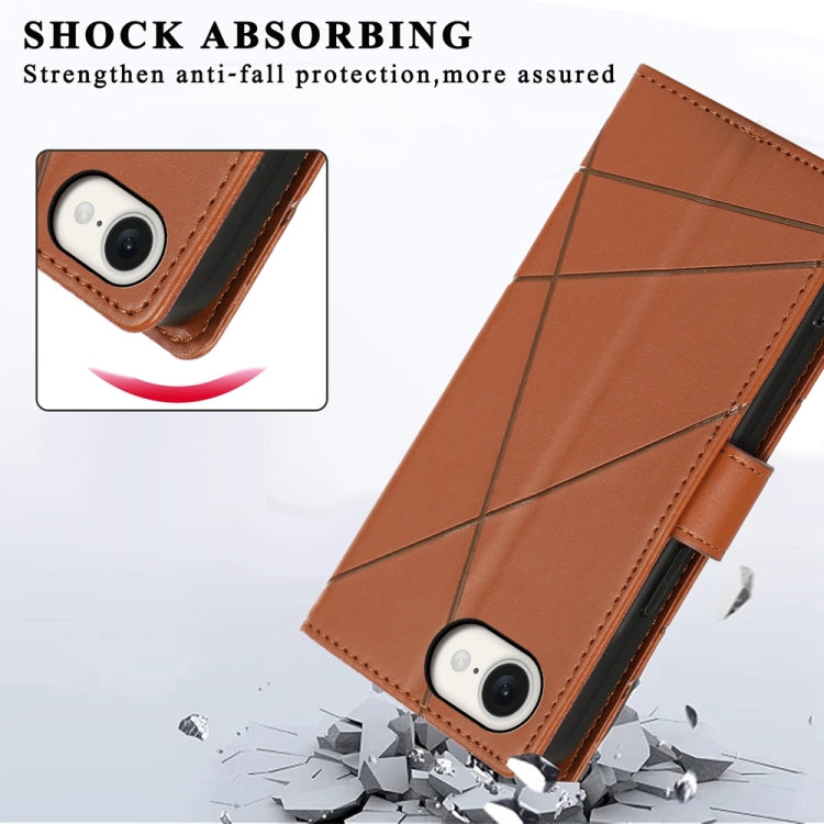 For iPhone 17e / 16e PU Genuine Leather Texture Embossed Line Phone Case