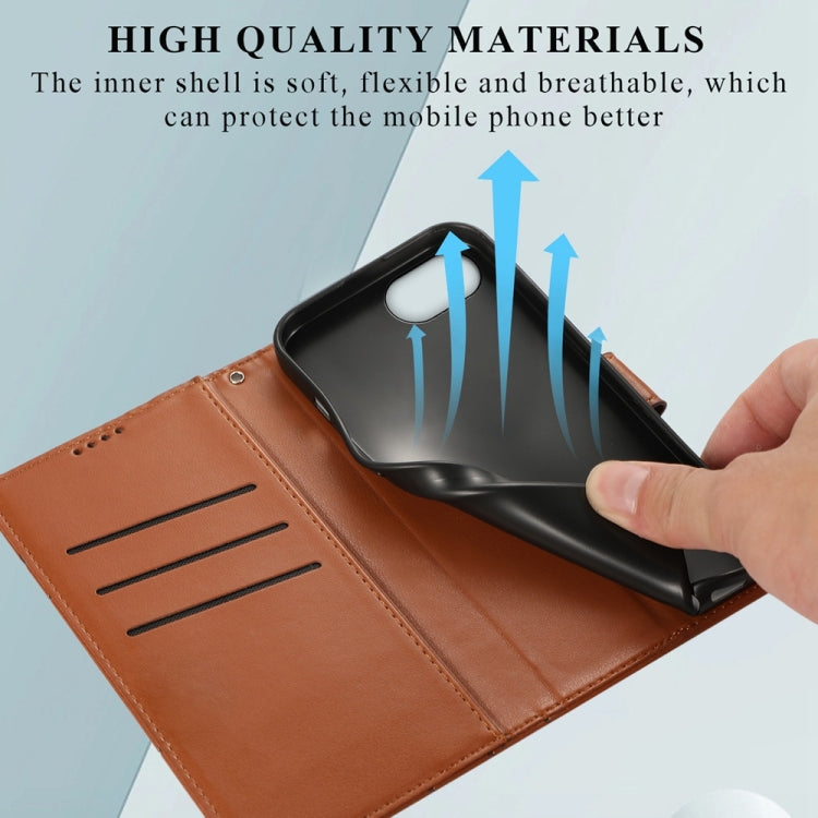 For iPhone 17e / 16e PU Genuine Leather Texture Embossed Line Phone Case