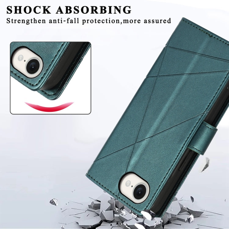 For iPhone 17e / 16e PU Genuine Leather Texture Embossed Line Phone Case