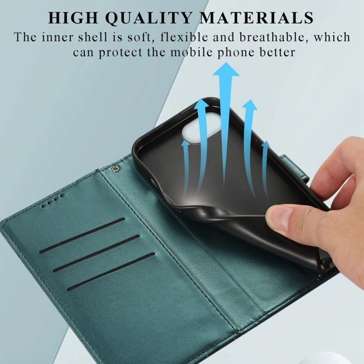 For iPhone 17e / 16e PU Genuine Leather Texture Embossed Line Phone Case