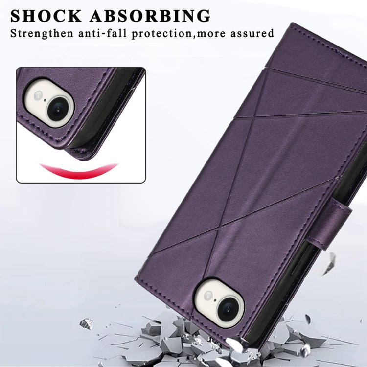 For iPhone 17e / 16e PU Genuine Leather Texture Embossed Line Phone Case