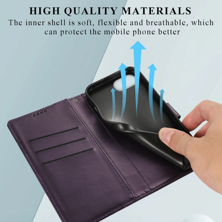 For iPhone 17e / 16e PU Genuine Leather Texture Embossed Line Phone Case