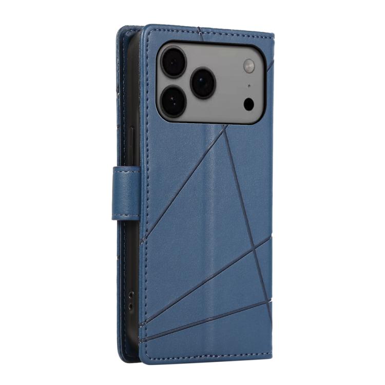 For iPhone 17 Pro Max PU Genuine Leather Texture Embossed Line Phone Case