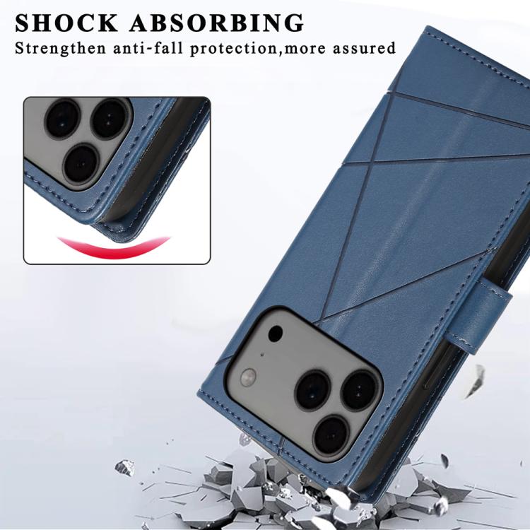 For iPhone 17 Pro Max PU Genuine Leather Texture Embossed Line Phone Case