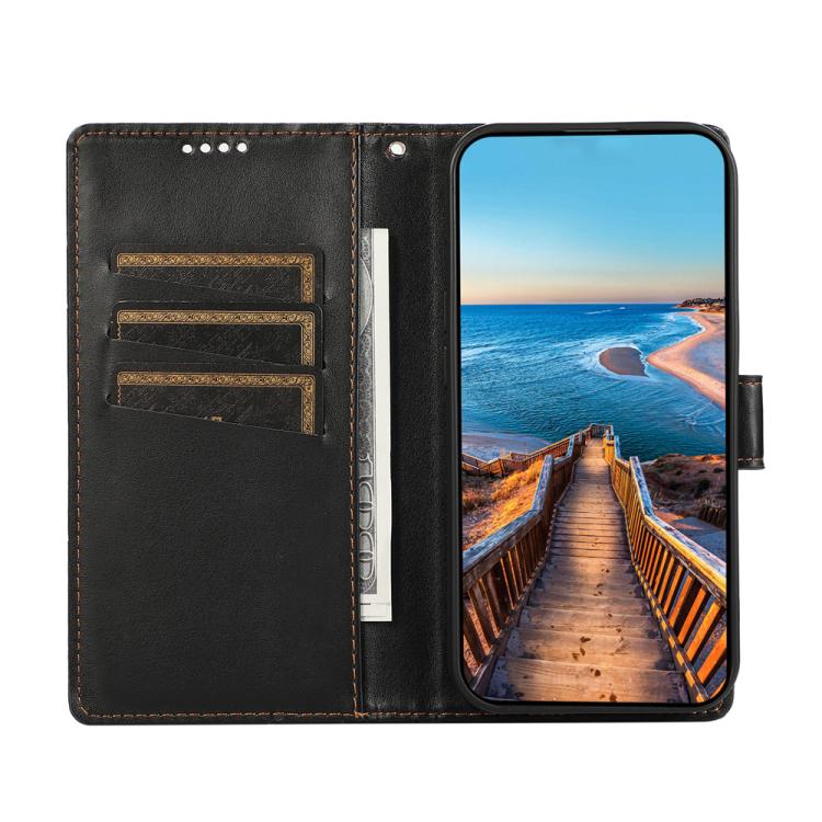 For iPhone 17 Pro Max PU Genuine Leather Texture Embossed Line Phone Case