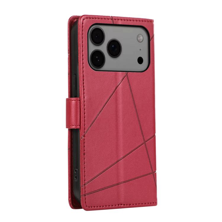 For iPhone 17 Pro Max PU Genuine Leather Texture Embossed Line Phone Case
