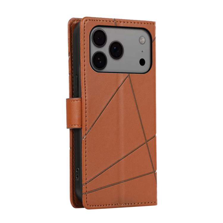 For iPhone 17 Pro Max PU Genuine Leather Texture Embossed Line Phone Case
