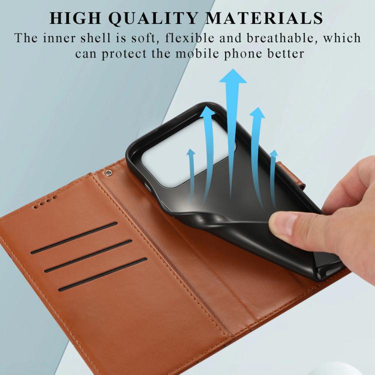 For iPhone 17 Pro Max PU Genuine Leather Texture Embossed Line Phone Case