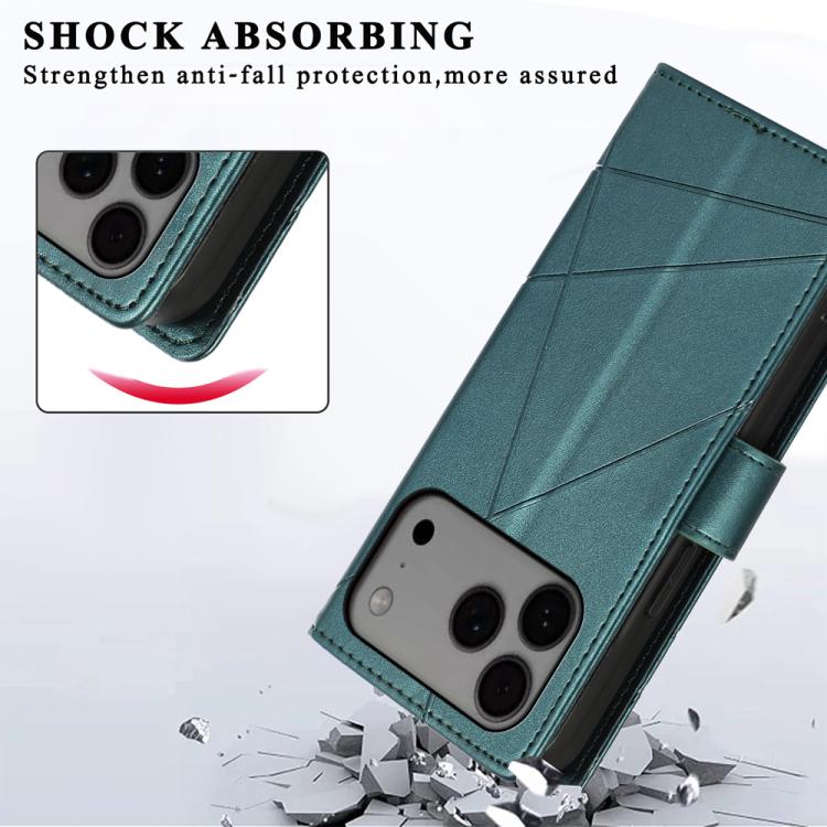 For iPhone 17 Pro Max PU Genuine Leather Texture Embossed Line Phone Case