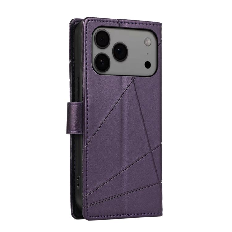 For iPhone 17 Pro Max PU Genuine Leather Texture Embossed Line Phone Case