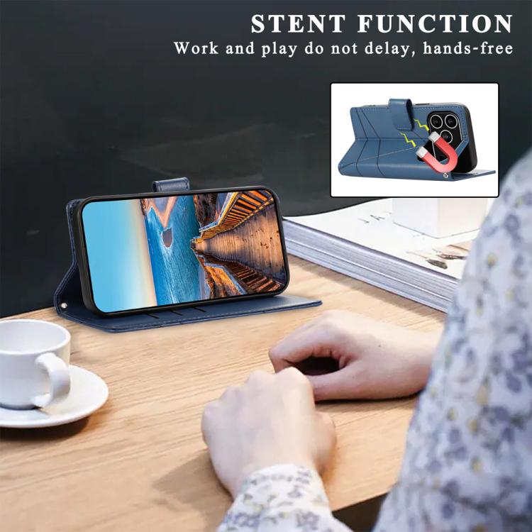 For iPhone 17 Pro PU Genuine Leather Texture Embossed Line Phone Case