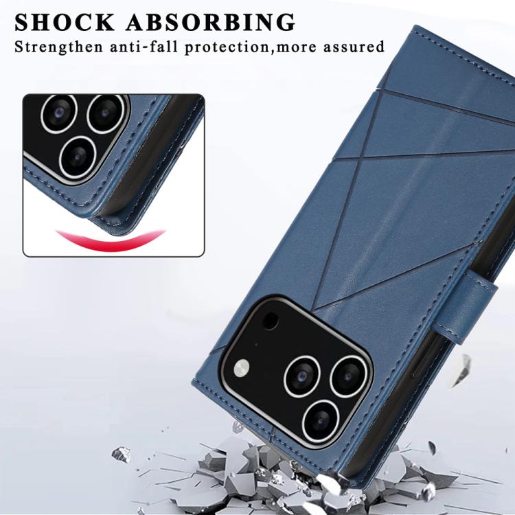 For iPhone 17 Pro PU Genuine Leather Texture Embossed Line Phone Case