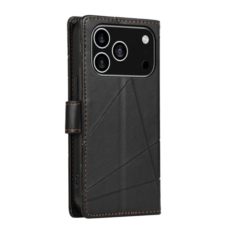 For iPhone 17 Pro PU Genuine Leather Texture Embossed Line Phone Case