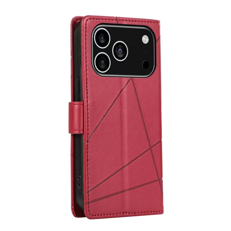 For iPhone 17 Pro PU Genuine Leather Texture Embossed Line Phone Case
