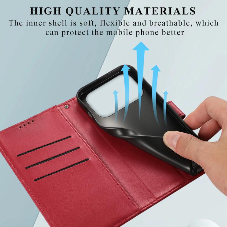 For iPhone 17 Pro PU Genuine Leather Texture Embossed Line Phone Case
