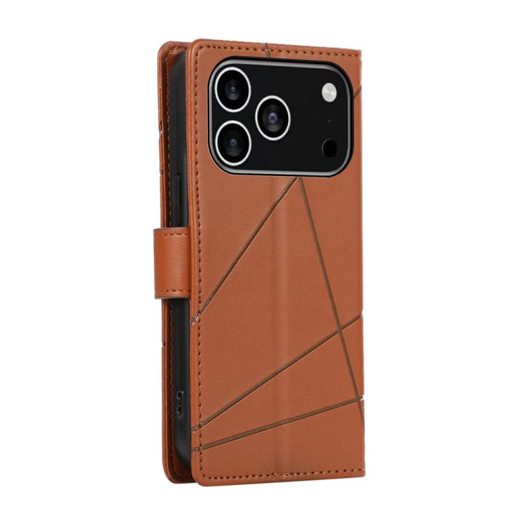 For iPhone 17 Pro PU Genuine Leather Texture Embossed Line Phone Case