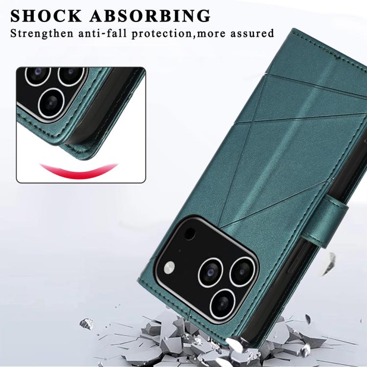 For iPhone 17 Pro PU Genuine Leather Texture Embossed Line Phone Case
