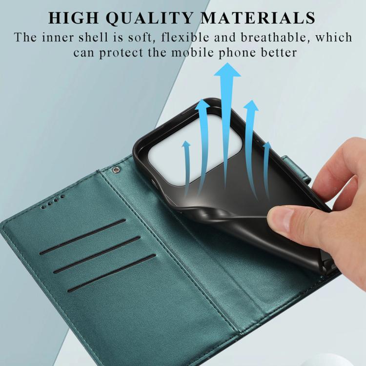 For iPhone 17 Pro PU Genuine Leather Texture Embossed Line Phone Case