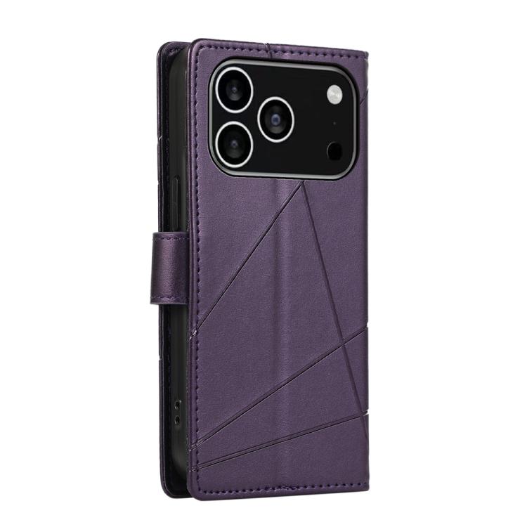 For iPhone 17 Pro PU Genuine Leather Texture Embossed Line Phone Case