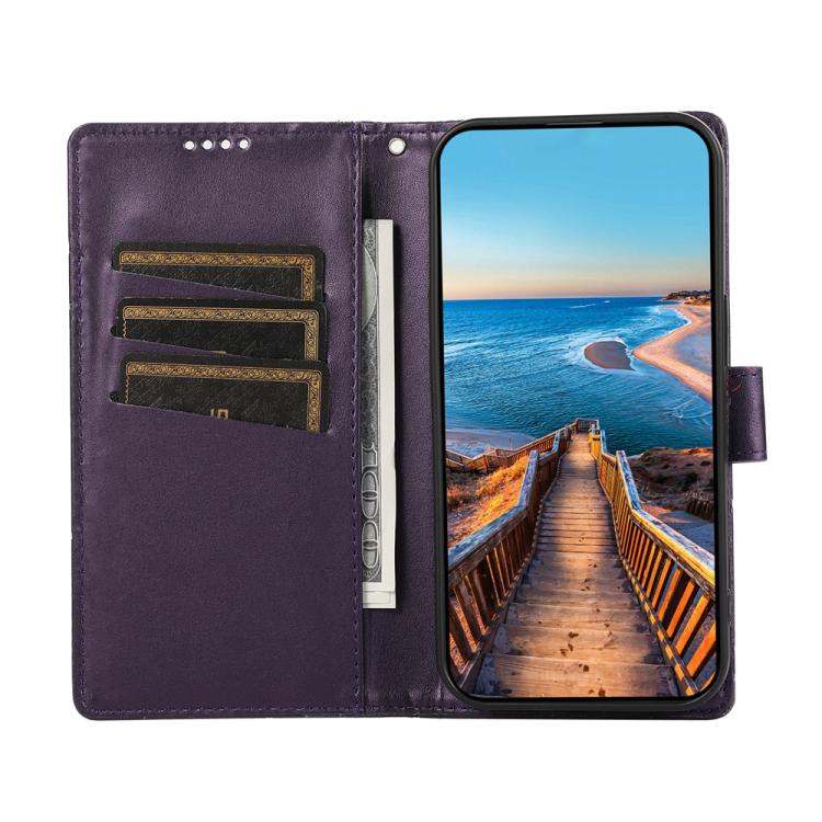 For iPhone 17 Pro PU Genuine Leather Texture Embossed Line Phone Case