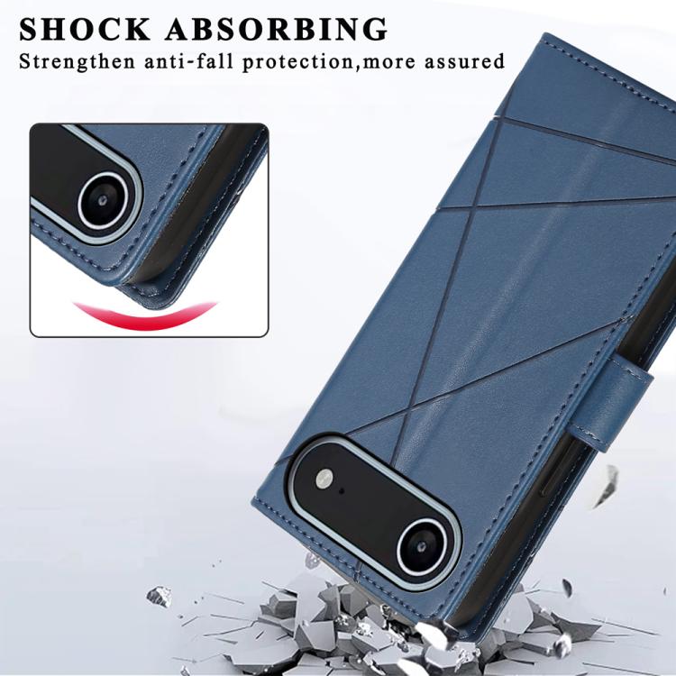 For iPhone Air PU Genuine Leather Texture Embossed Line Phone Case