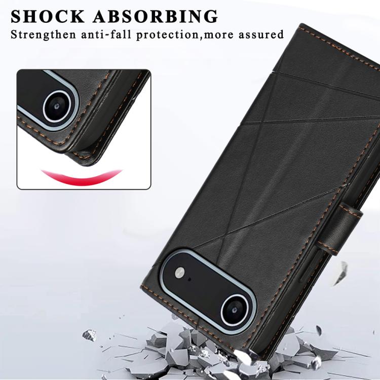 For iPhone Air PU Genuine Leather Texture Embossed Line Phone Case